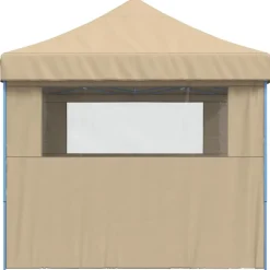 vidaXL foldbart pop-up festtelt med 3 sidevægge beige