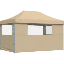 vidaXL foldbart pop-up festtelt med 3 sidevægge beige