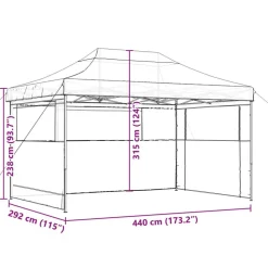 vidaXL foldbart pop-up festtelt med 3 sidevægge beige
