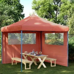 vidaXL foldbart pop-up festtelt med 2 sidevægge terracotta