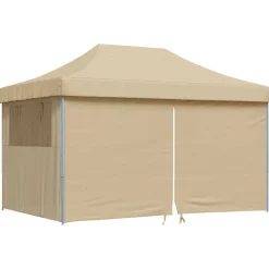 vidaXL foldbart pop-up festtelt med 4 sidevægge beige