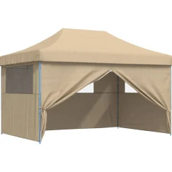 vidaXL foldbart pop-up festtelt med 4 sidevægge beige