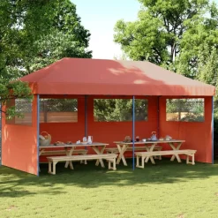 vidaXL foldbart pop-up festtelt med 3 sidevægge terracotta
