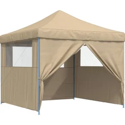 vidaXL foldbart pop-up festtelt med 4 sidevægge beige