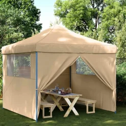 vidaXL foldbart pop-up festtelt med 4 sidevægge beige