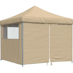 vidaXL foldbart pop-up festtelt med 4 sidevægge beige