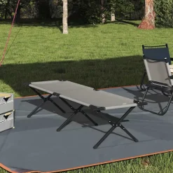 vidaXL Foldende Camping Seng Grå 193 x 69 x 45 cm Oxford stof