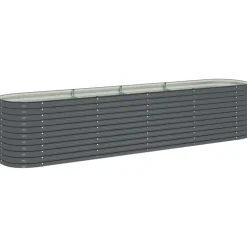 vidaXL forhøjet plantekasse 400x80x81 cm galvaniseret stål grå