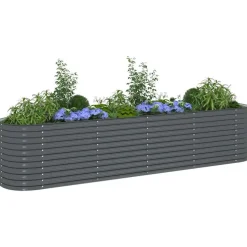 vidaXL forhøjet plantekasse 400x80x81 cm galvaniseret stål grå