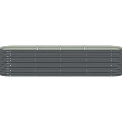 vidaXL forhøjet plantekasse 400x80x81 cm galvaniseret stål grå