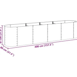 vidaXL forhøjet plantekasse 400x80x81 cm galvaniseret stål grå