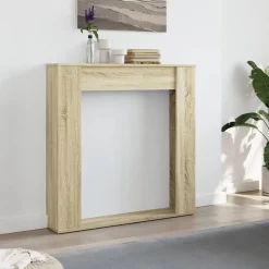 vidaXL forsats til pejs 100x20x100 cm konstrueret træ sonoma-eg