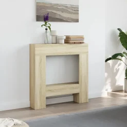 vidaXL forsats til pejs 81x18x82 cm konstrueret træ sonoma-eg