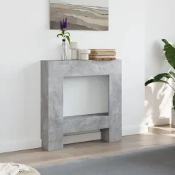 vidaXL forsats til pejs 81x18x82 cm konstrueret træ betongrå