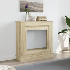 vidaXL forsats til pejs 90x30x90 cm konstrueret træ sonoma-eg