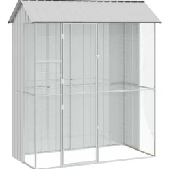 vidaXL Fuglebur Grå 215 x 110 x 247 cm Galvaniseret stål
