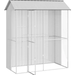 vidaXL Fuglebur Grå 215 x 110 x 247 cm Galvaniseret stål
