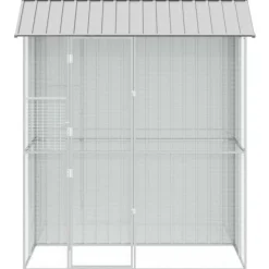 vidaXL Fuglebur Grå 215 x 110 x 247 cm Galvaniseret stål