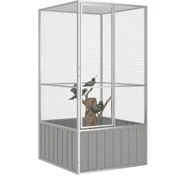 vidaXL fuglebur 111x107x211,5 cm galvaniseret stål grå