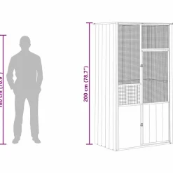 vidaXL fuglebur 115x78x200 cm galvaniseret stål grå