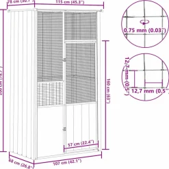 vidaXL fuglebur 115x78x200 cm galvaniseret stål grå