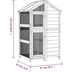 vidaXL fuglebur 97x81x152 cm massivt fyrretræ grå
