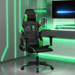 vidaXL gamingstol m. massagefunktion kunstlæder sort og grøn