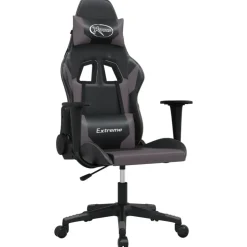 vidaXL gamingstol m. massagefunktion kunstlæder sort og grå