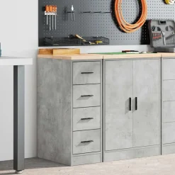 vidaXL Garageopbevaringsskab Beton Grå 30x51x85cm Massivt træ Fyrretræ