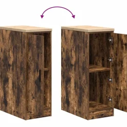 vidaXL Garageopbevaringsskab røget eg 30x51x85 cm massivt træ fyrretræ