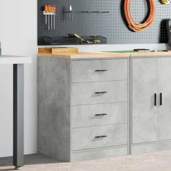 vidaXL Garageopbevaringsskab Beton Grå 60x51x85cm Massivt træ Fyrretræ