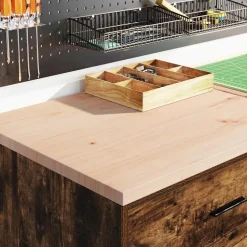 vidaXL Garageopbevaringsskab røget eg 60x51x85 cm massivt træ fyrretræ