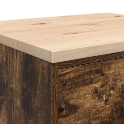 vidaXL Garageopbevaringsskab røget eg 60x51x85 cm massivt træ fyrretræ
