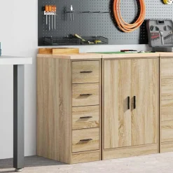 vidaXL Garageopbevaringsskab Sonoma eg 30x51x85cm Massivt træ Fyrretræ