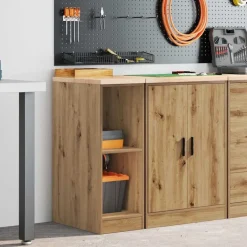 vidaXL Garageopbevaringsskab Håndværks eg 30x51x85 cm