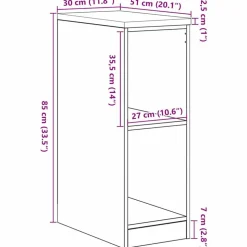vidaXL Garageopbevaringsskab Håndværks eg 30x51x85 cm