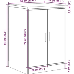 vidaXL Garageopbevaringsskab røget eg 60x51x85 cm massivt træ fyrretræ