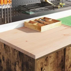 vidaXL Garageopbevaringsskab røget eg 60x51x85 cm massivt træ fyrretræ