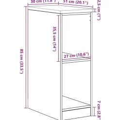 vidaXL Garageopbevaringsskab Sonoma eg 30x51x85cm Massivt træ Fyrretræ