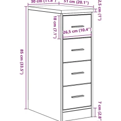 vidaXL Garageopbevaringsskab Håndværks eg 30x51x85 cm