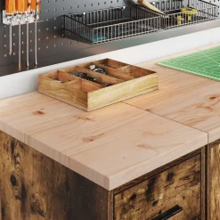 vidaXL Garageopbevaringsskab røget eg 30x51x85 cm massivt træ fyrretræ