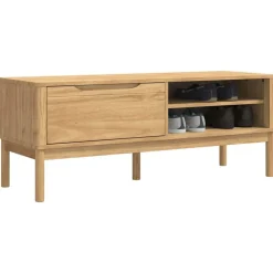 vidaXL Garderobebænk FLORO Voks brun 115 x 40 x 45 cm Massivt fyrretræ
