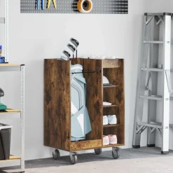 vidaXL Golf Skab med hjul Ensfarvet Røget eg 65 x 45 x 98 cm