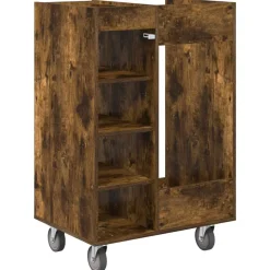 vidaXL Golf Skab med hjul Ensfarvet Røget eg 65 x 45 x 98 cm