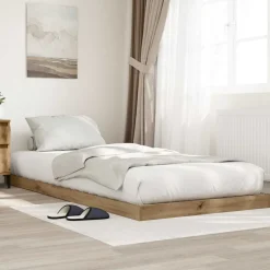 vidaXL Gulv seng ramme Artisan Egetræ 75 x 190 cm Konstrueret træ