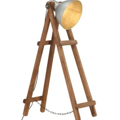 vidaXL gulvlampe E27 massivt mangotræ sølvfarvet
