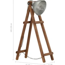 vidaXL gulvlampe E27 massivt mangotræ sølvfarvet