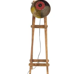vidaXL gulvlampe E27 massivt mangotræ flerfarvet