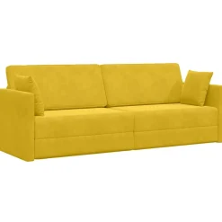 vidaXL Gulvsovesofa Gul 213 x 70 x 77 cm Fløjl