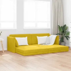 vidaXL Gulvsovesofa Gul 213 x 70 x 77 cm Fløjl